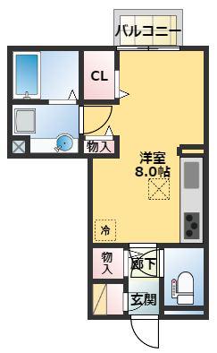 ドリームメゾンHYS(ワンルーム/2階)の間取り写真
