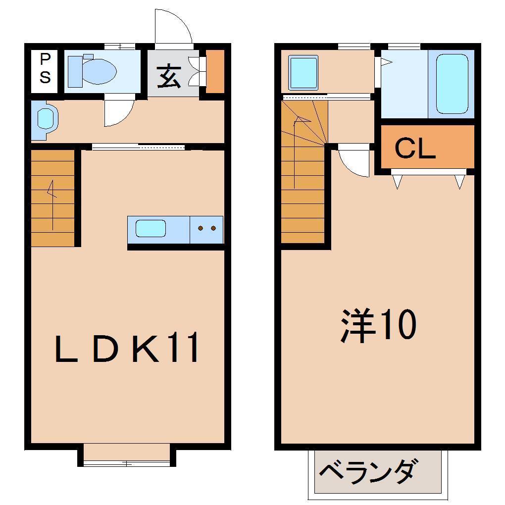 エルセラーン11(1LDK/1階)の間取り写真