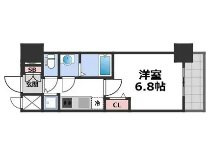 プレサンス立売堀パークシティ(1K/7階)の間取り写真