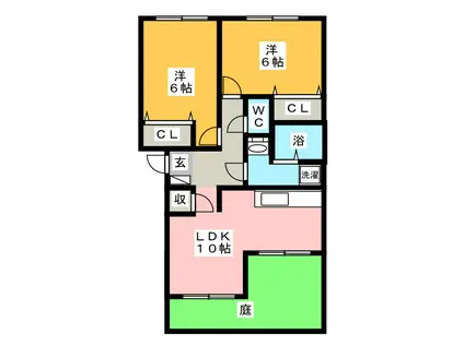 センティフォリア(2LDK/1階)の間取り写真