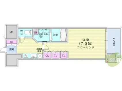 レジディア榴岡 イースト棟(1K/8階)の間取り写真