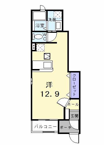 アライブ・F(ワンルーム/1階)の間取り写真