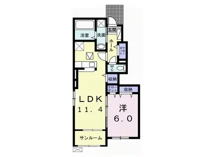 さくら I(1LDK/1階)の間取り写真