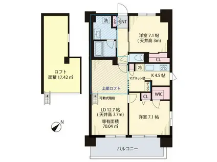 パークロード川口(2LDK/6階)の間取り写真