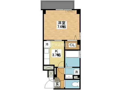 エスペランサ本原(1K/3階)の間取り写真