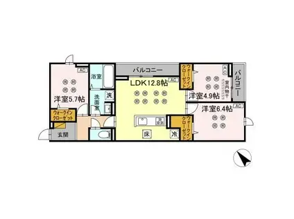 D-KISARIA WI(3LDK/1階)の間取り写真