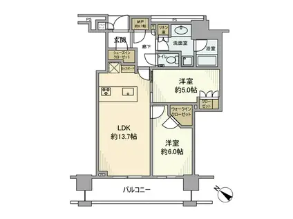 ブリリアザ・タワー東京八重洲アベニュー(2LDK/3階)の間取り写真