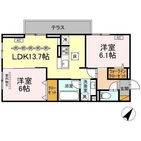 リベラル(2LDK/1階)の間取り写真