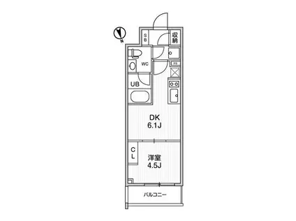 ALTERNA浅草(1DK/4階)の間取り写真