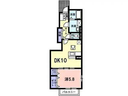 サンセール里中(1DK/1階)の間取り写真
