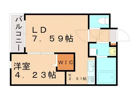 グランドプレミアム三萩野(1LDK/2階)の間取り写真