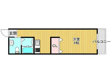 メリー新今里(ワンルーム/2階)の間取り写真