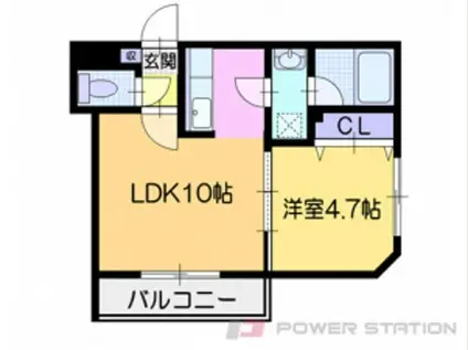 オルセー北17条(1LDK/2階)の間取り写真