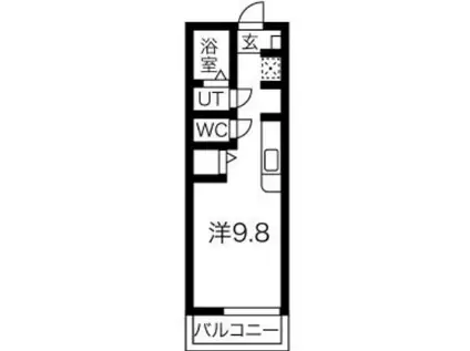 Kー1榴ヶ岡(ワンルーム/2階)の間取り写真