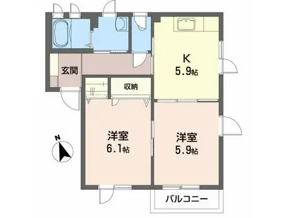 ライラック-S(2K/1階)の間取り写真