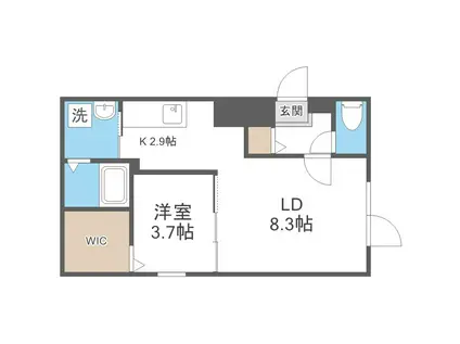 LIVEASEN16(1LDK/3階)の間取り写真