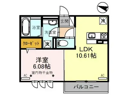 DELASSE KOWA II(1LDK/2階)の間取り写真