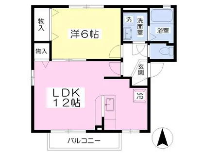 エクレールE棟(1LDK/1階)の間取り写真