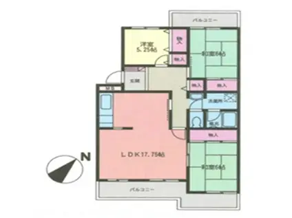 森の里くすのき台団地(3LDK/3階)の間取り写真
