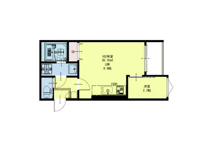 R-SMART福田町駅(1LDK/1階)の間取り写真