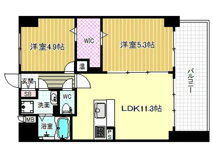 メゾンクラウン鷺洲(2LDK/8階)の間取り写真