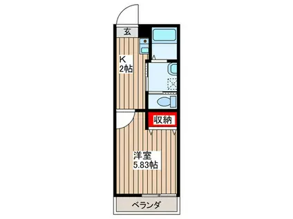 ロワジール新河岸(1K/2階)の間取り写真
