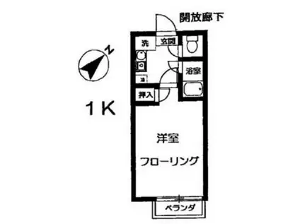 パーク・ハイツII(1K/1階)の間取り写真