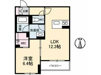 シャーメゾンベレオ西桜町(1LDK/3階)の間取り写真