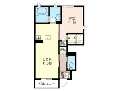 グラン クリュ(1LDK/1階)の間取り写真