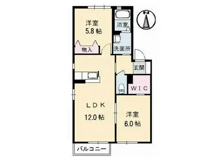 ラ・パルテール平井 弐番館(2LDK/1階)の間取り写真