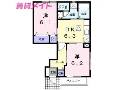 ルーミナス(2DK/1階)の間取り写真