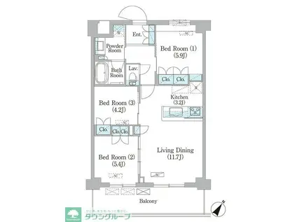 NIIYA平和台(3LDK/2階)の間取り写真