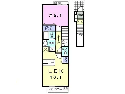 ブラン プリムラ(1LDK/2階)の間取り写真