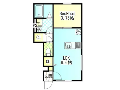 ELF妻鳥 1階(1LDK/1階)の間取り写真