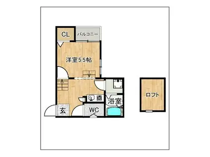 コンフォートベネフィス大橋V(1K/2階)の間取り写真