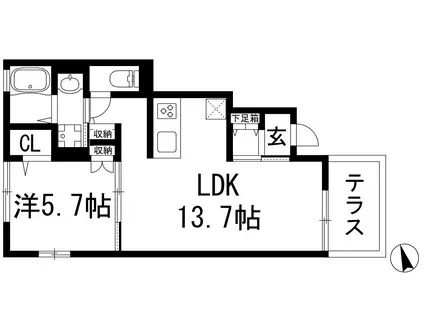 フロレゾン(1LDK/1階)の間取り写真