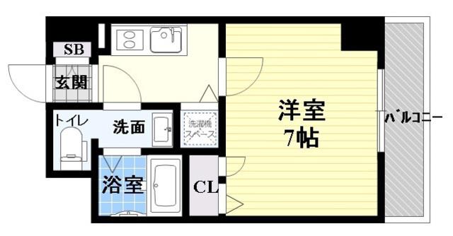 ララプレイス ザ・京橋ステラ(1K/5階)の間取り写真