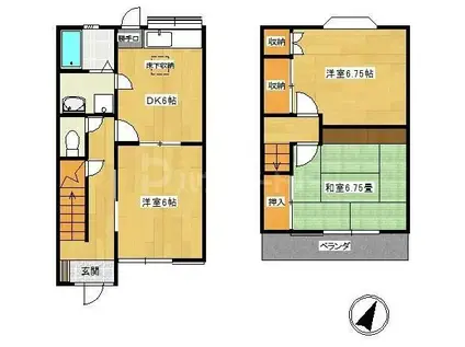 エスティハウス(3DK/1階)の間取り写真