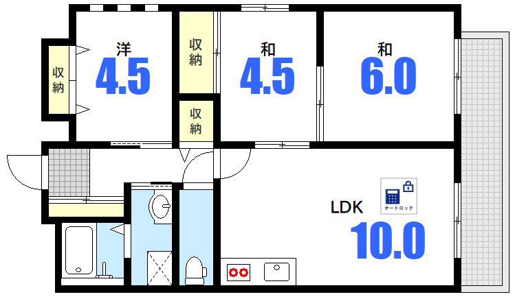 エスポワール舟入(3LDK/7階)の間取り写真