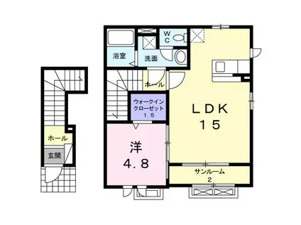 ソレイユ豊田(1LDK/2階)の間取り写真