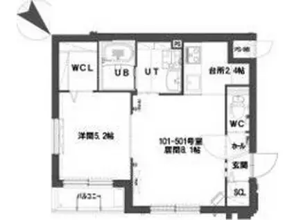 グランメールパインハート豊平(1LDK/1階)の間取り写真