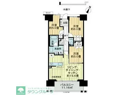 ライオンズ北浦和ステーションレジデンス(3LDK/15階)の間取り写真