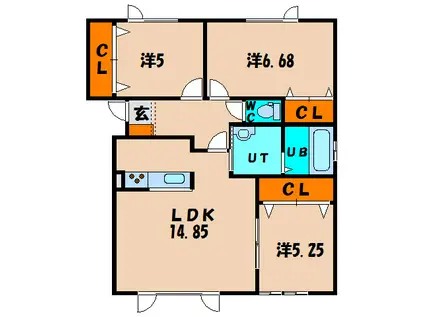 ラヴィ・クレールななえ(3LDK/2階)の間取り写真