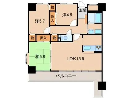 ライオンズマンションリバーサイド布施屋(3LDK/7階)の間取り写真
