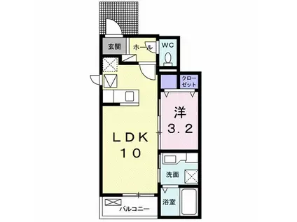 ファミーユ花舎(1LDK/1階)の間取り写真