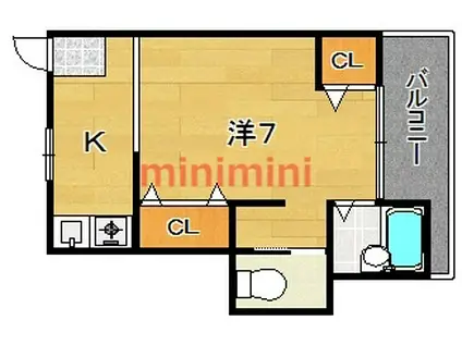 アンフィニィ橋の内IV(1K/3階)の間取り写真