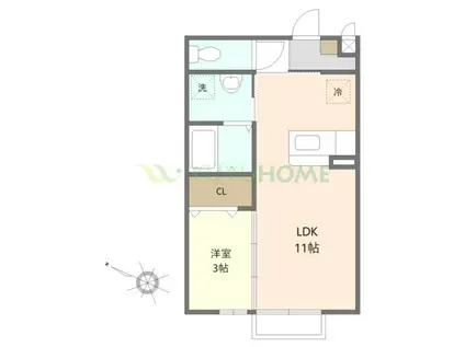 ロイヤルレセンテA(1LDK/1階)の間取り写真