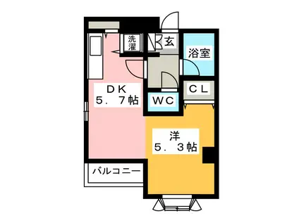 アストラル白山(1DK/2階)の間取り写真