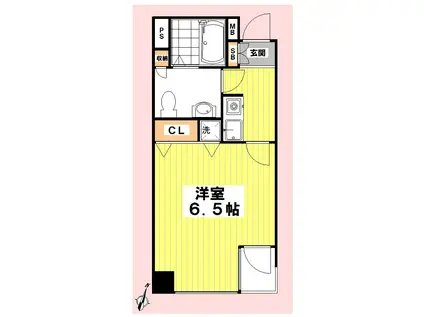 千代田タワーマンション(1K/8階)の間取り写真