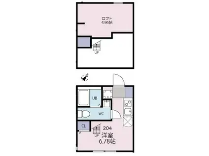 ウィステリア東寺尾(ワンルーム/2階)の間取り写真